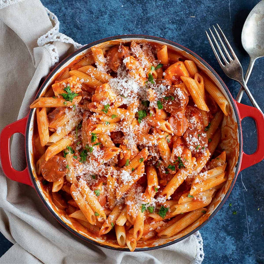Chorizo and Halloumi Pasta