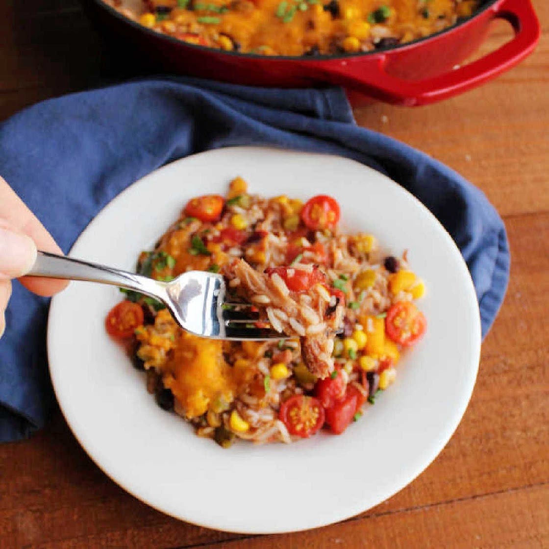 BBQ Pulled Pork and Rice Skillet Supper