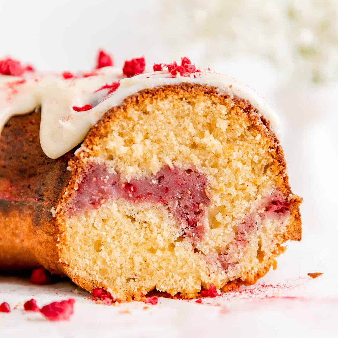 White Chocolate Raspberry Bundt Cake