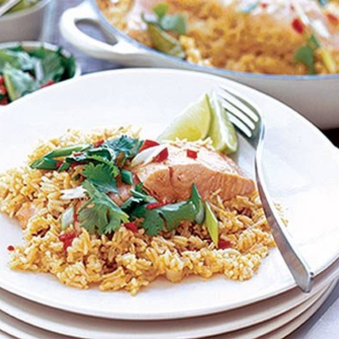 Thai coconut rice with salmon