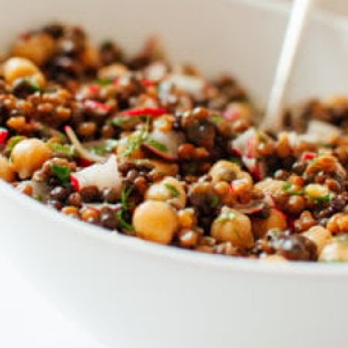 Lemony Lentil and Chickpea Salad with Radish and Herbs