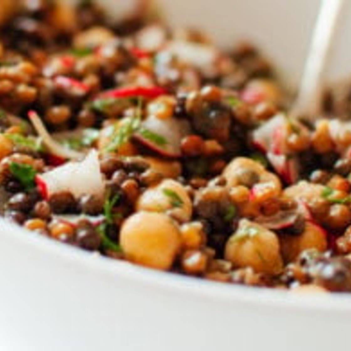 Lemony Lentil and Chickpea Salad with Radish and Herbs