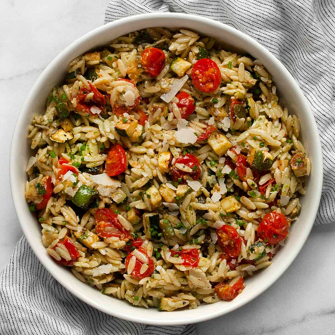 30-Minute Roasted Tomato Zucchini Orzo