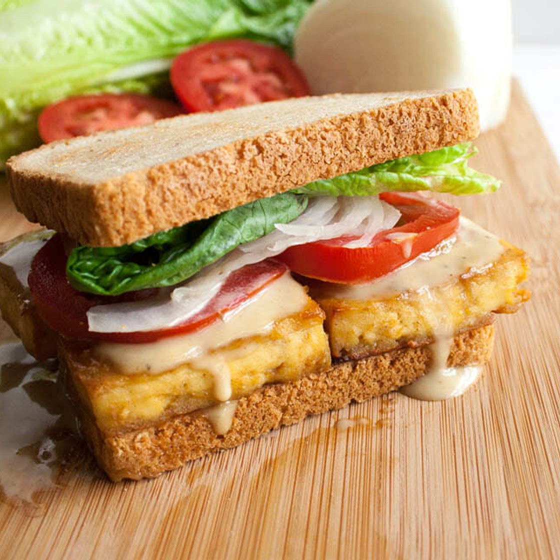 Maple Dijon Baked Tofu Sandwich
