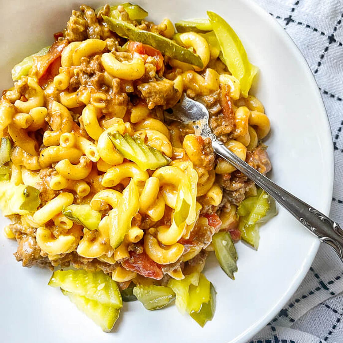 One Pot Bacon Cheeseburger Pasta