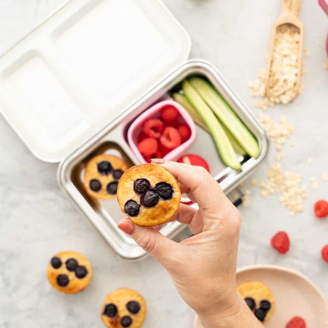 Banana Blueberry Oatmeal Muffins