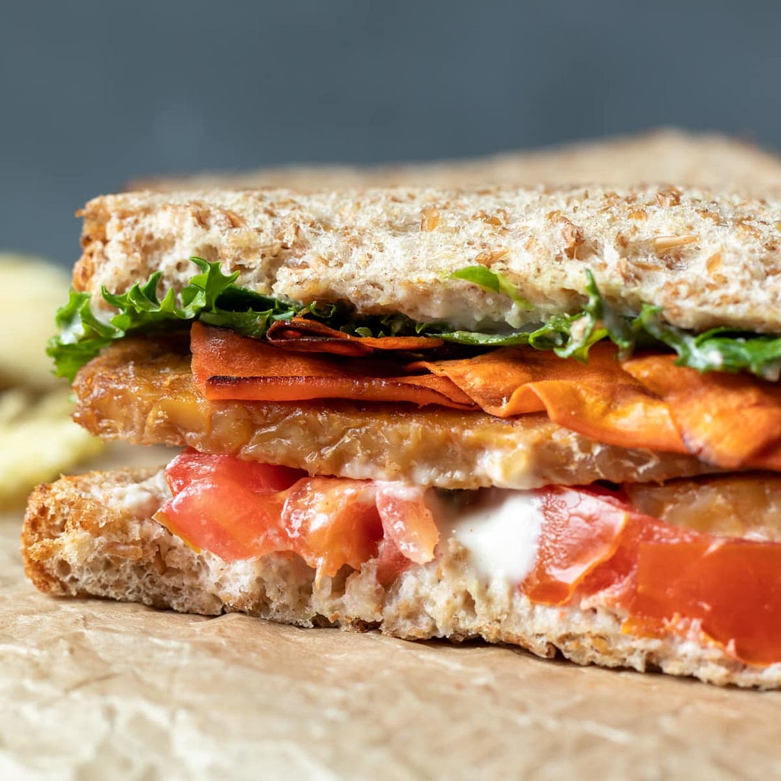 Vegan BLT With Tempeh and Carrot Bacon