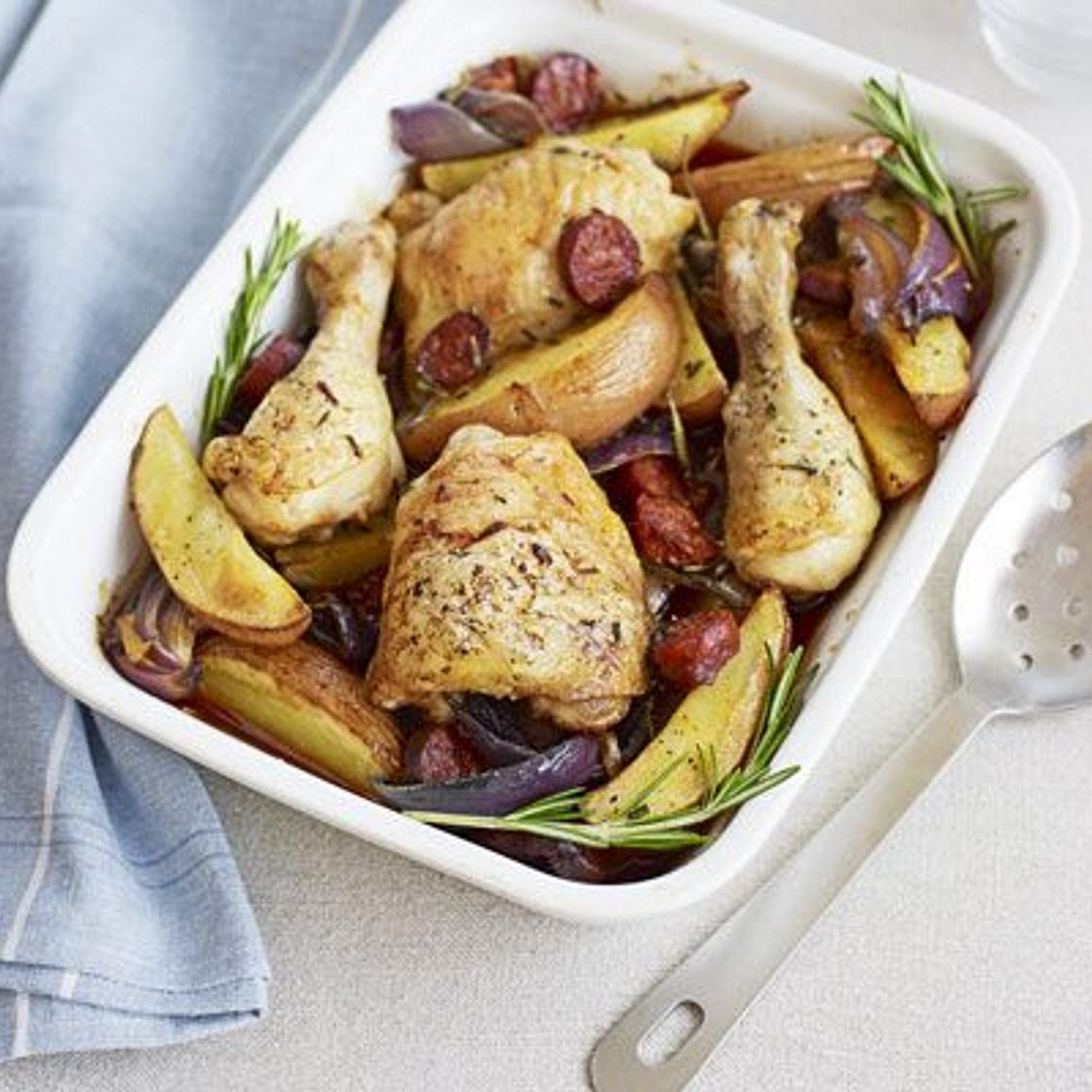 Chicken & chorizo traybake