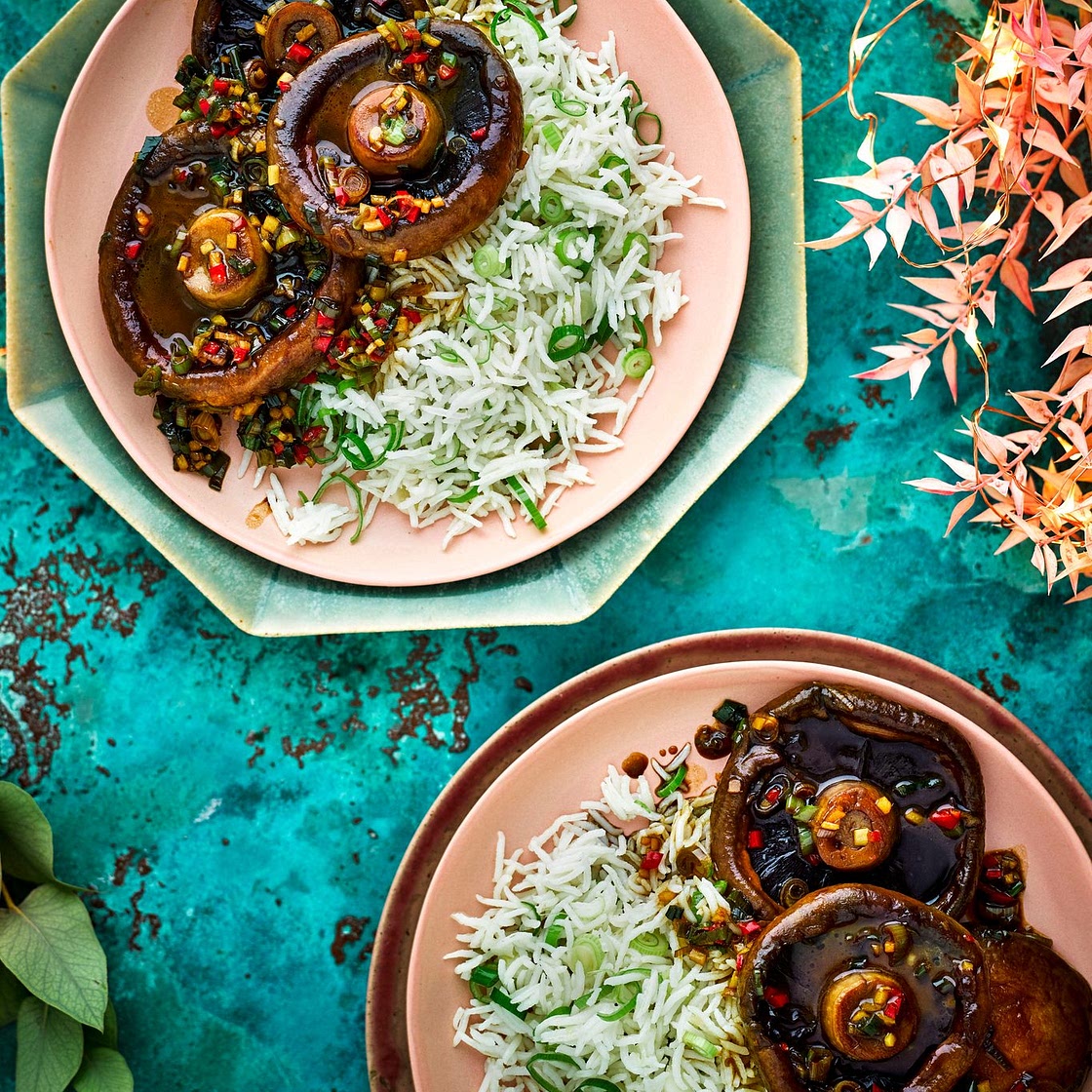 Soy-and-butter-braised mushrooms