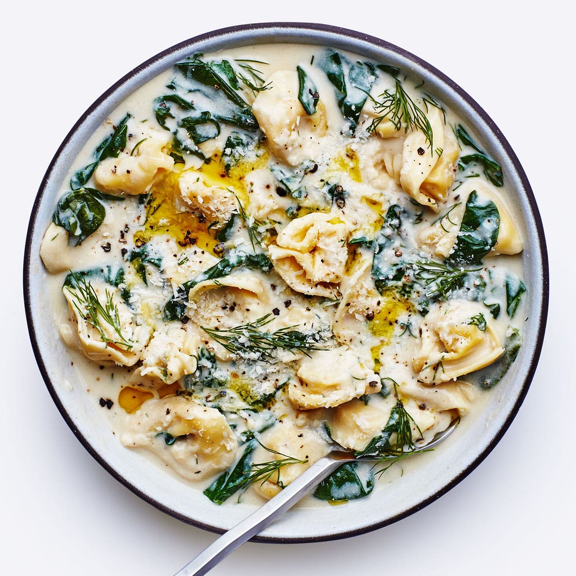 Lemony Tortellini Soup With Spinach and Dill