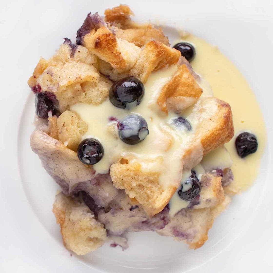 Blueberry Bread Pudding with Creme Anglaise