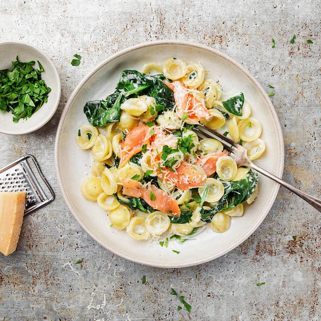 Lachs-Spinat-Pasta