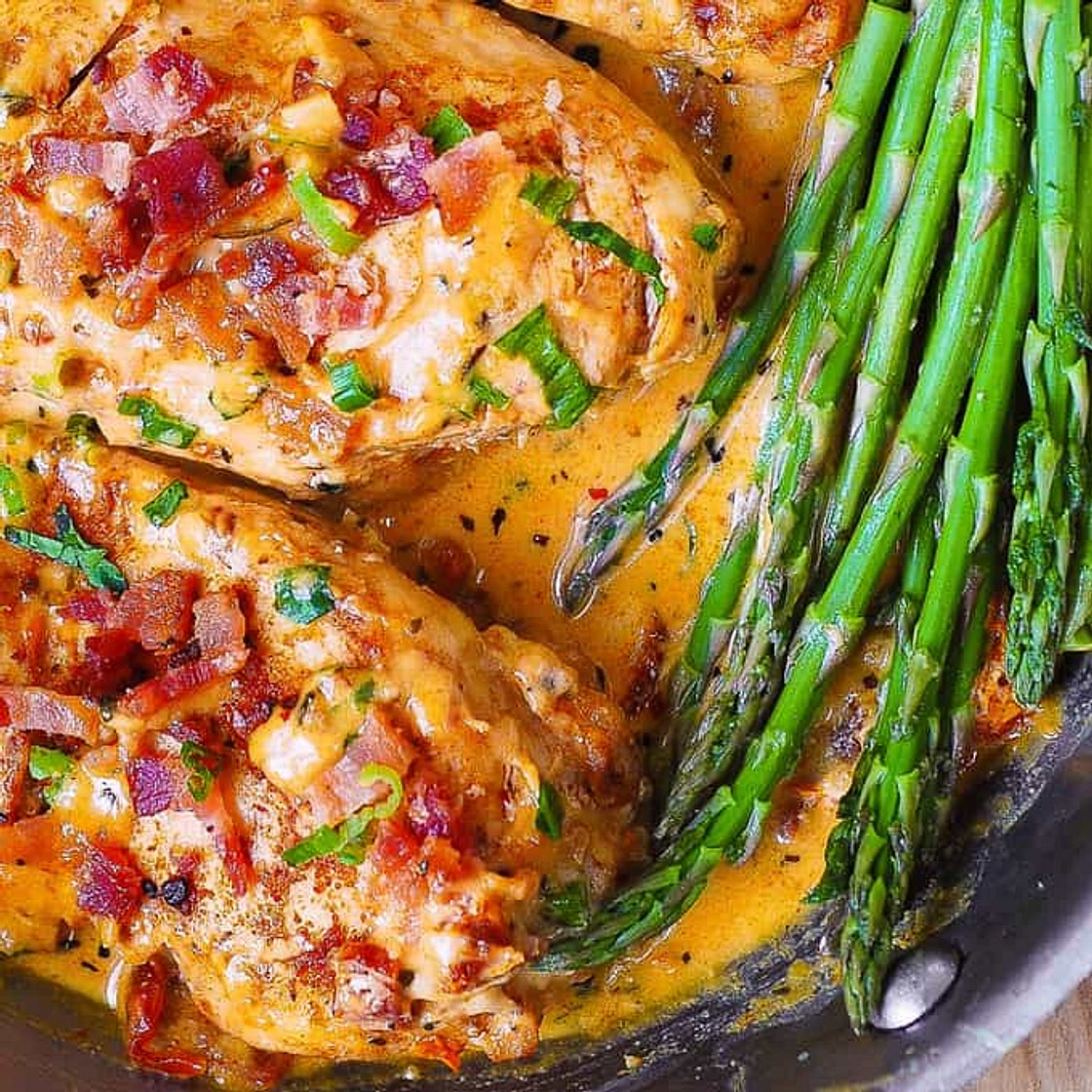 Chicken Breasts and Bacon with Sun-Dried Tomato Cream Sauce