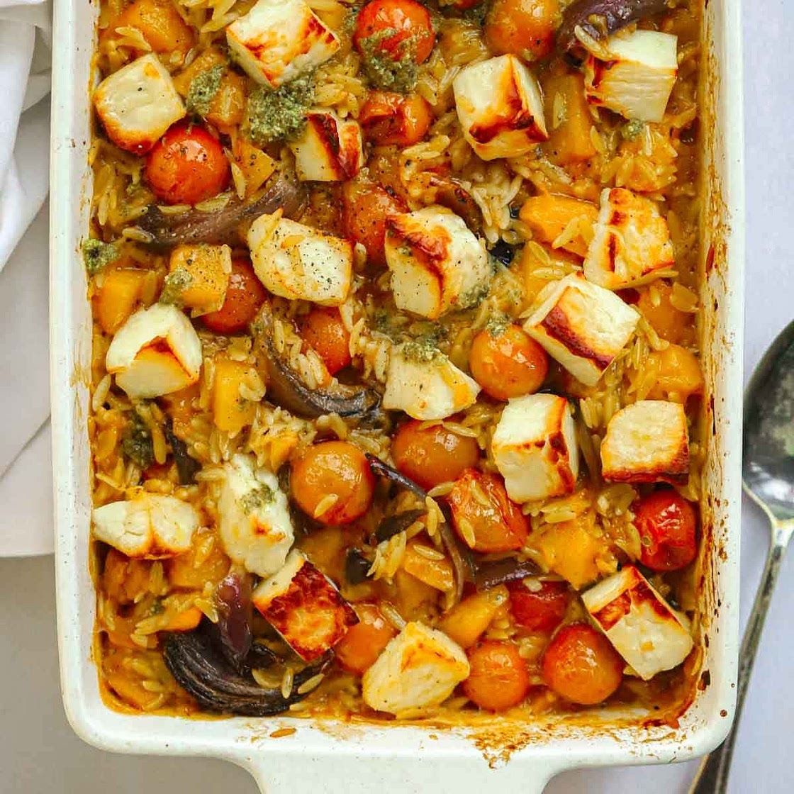 Halloumi & Butternut Squash Orzo Bake