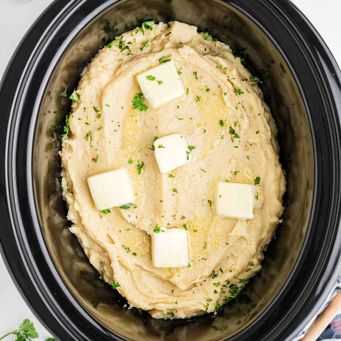 Slow Cooker Mashed Potatoes with Chicken Broth