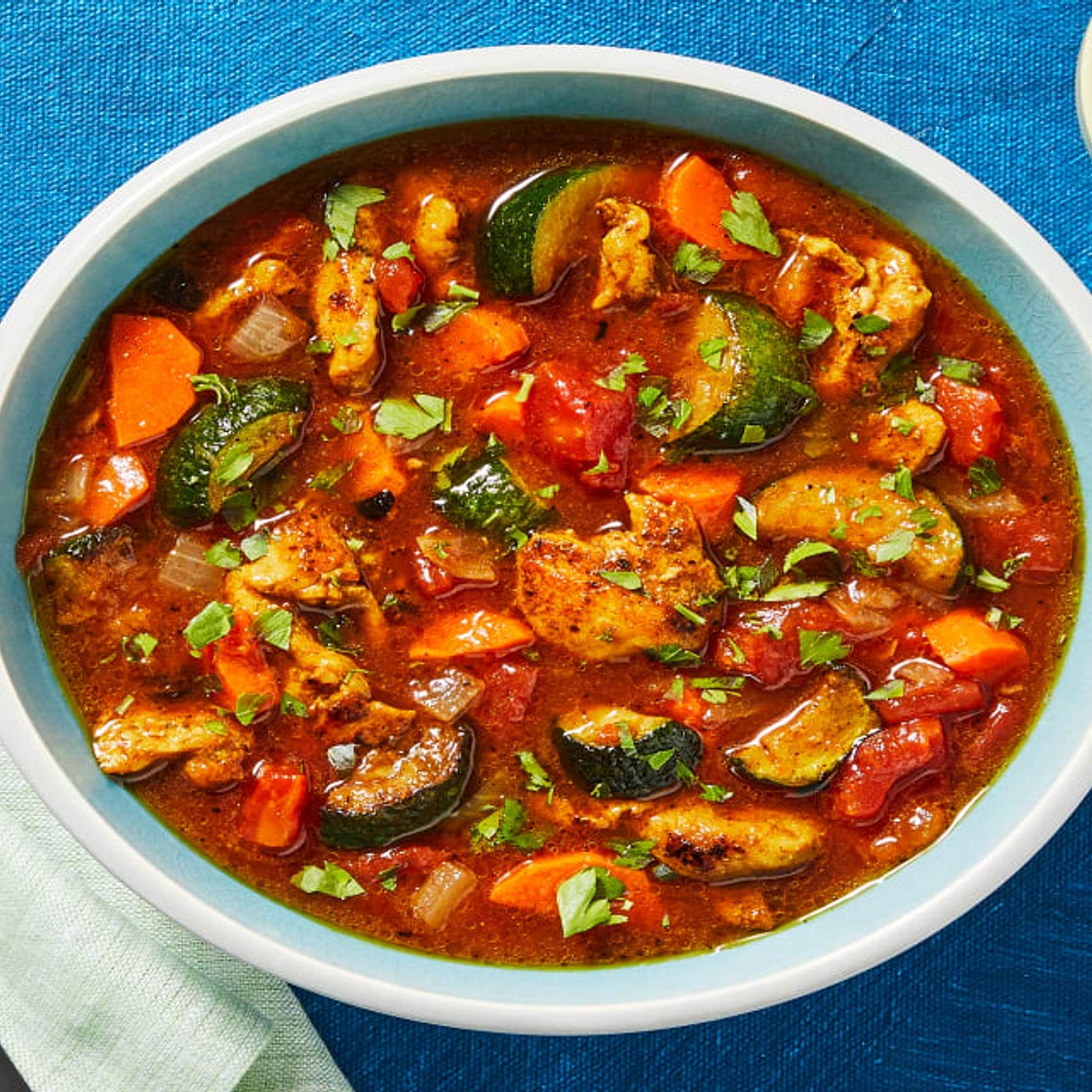 One-Pot Tunisian-Spiced Chicken Stew with Zucchini & Fresh Parsley