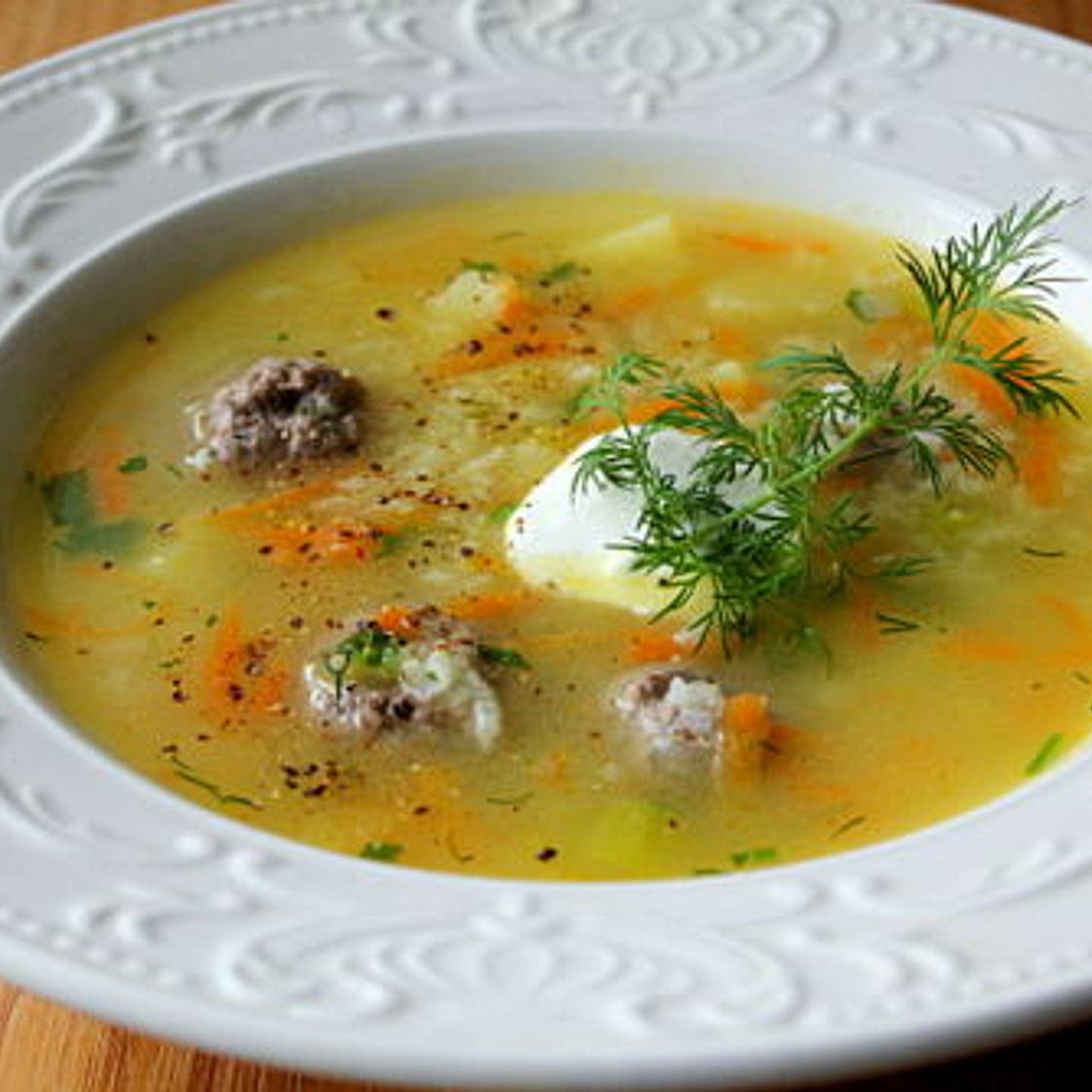 Суп рисовый с фрикадельками