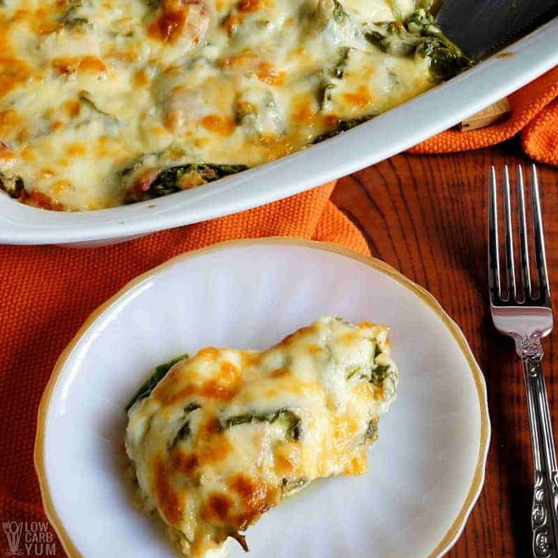 Ham and Cauliflower Rice Casserole with Spinach