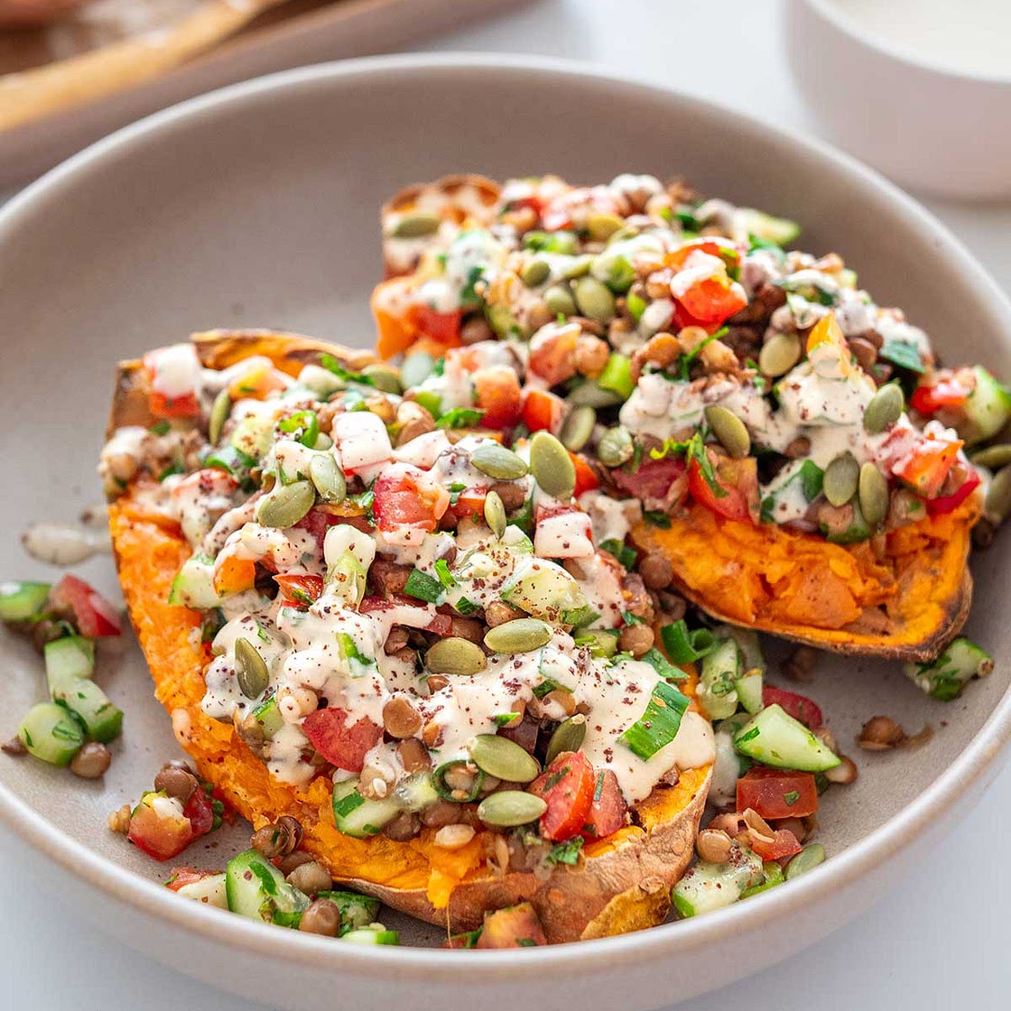 Roasted Sweet Potato Tabbouleh Bowl