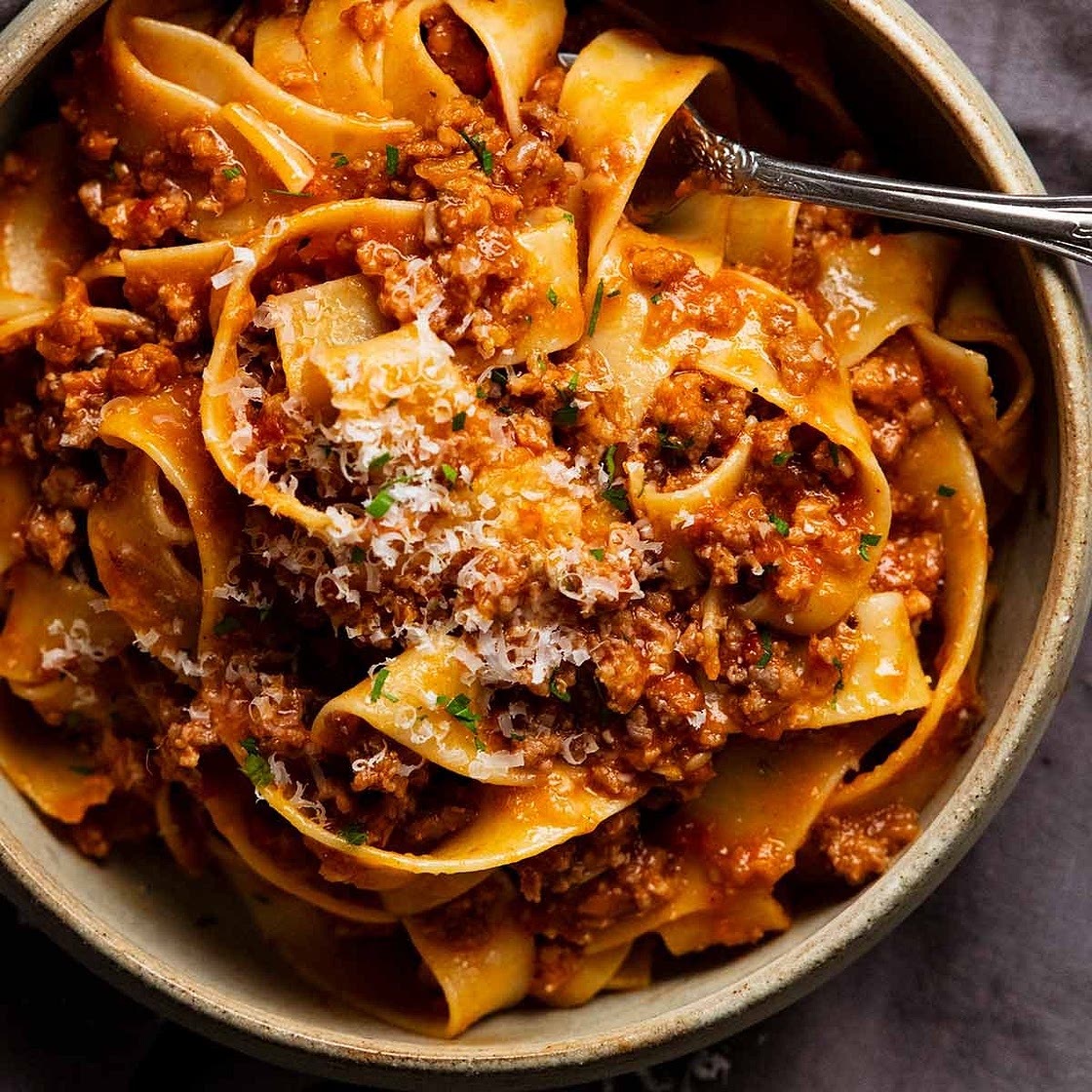 Sausage ragu with pappardelle pasta