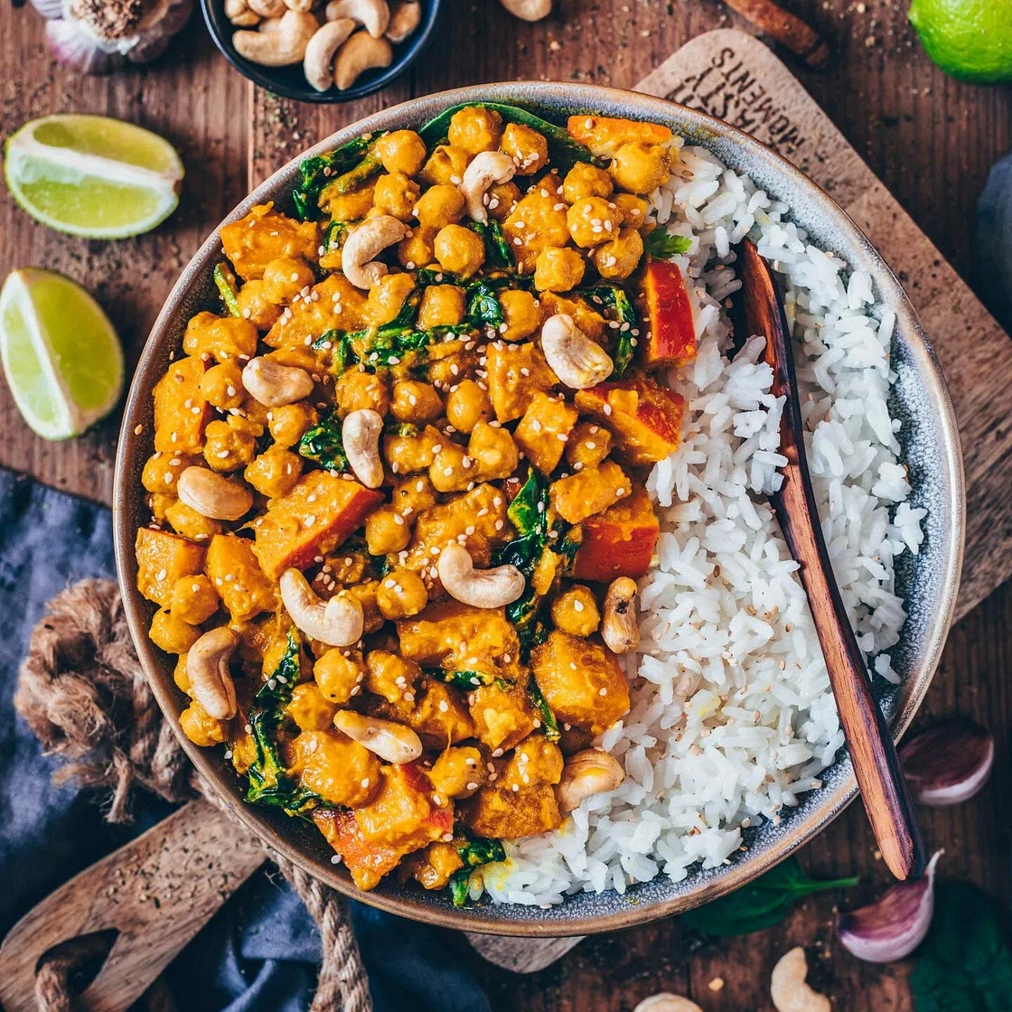 Kürbis-Kichererbsen-Curry (vegan, einfaches Rezept)