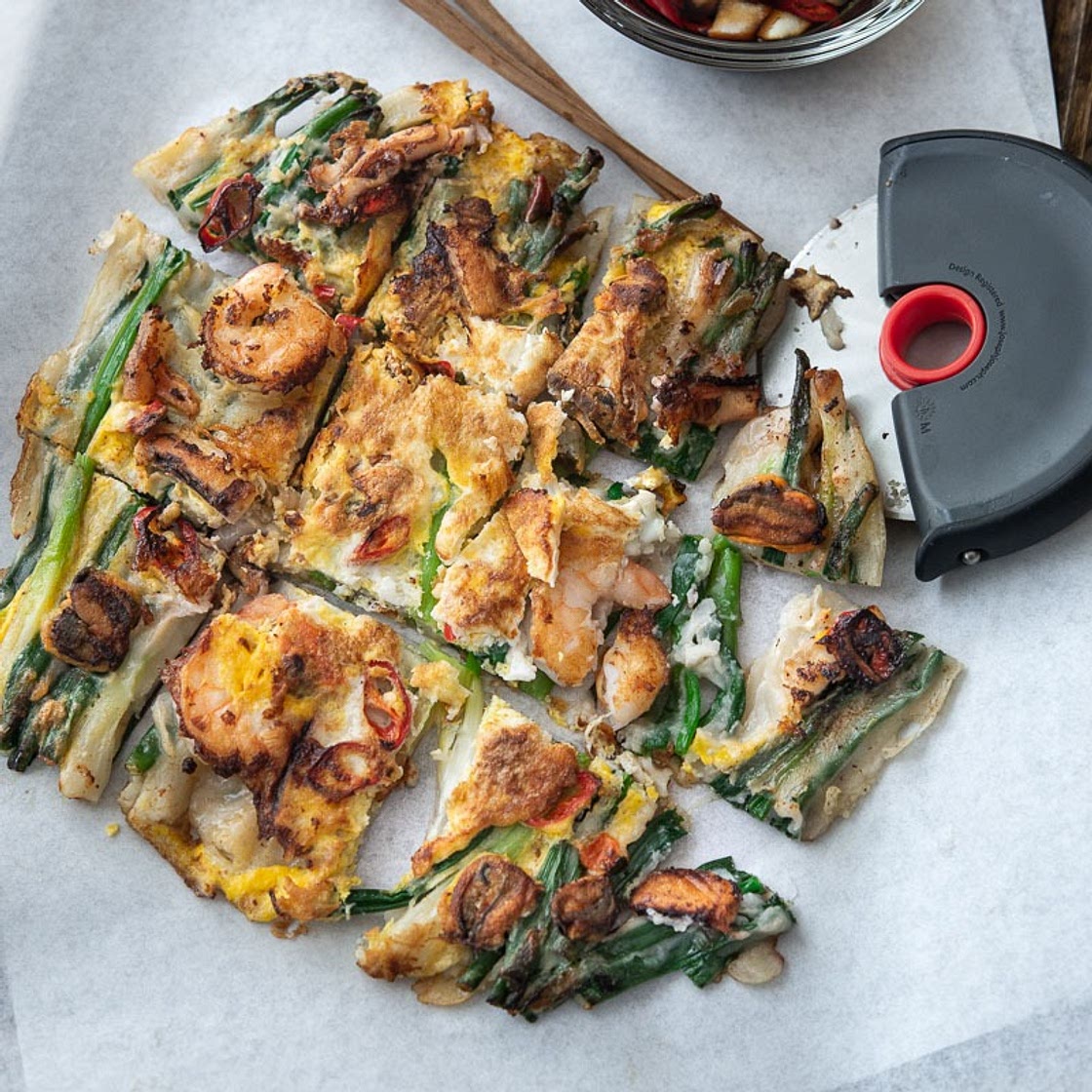 Extra Crispy Haemul Pajeon (Seafood Scallion Pancake)