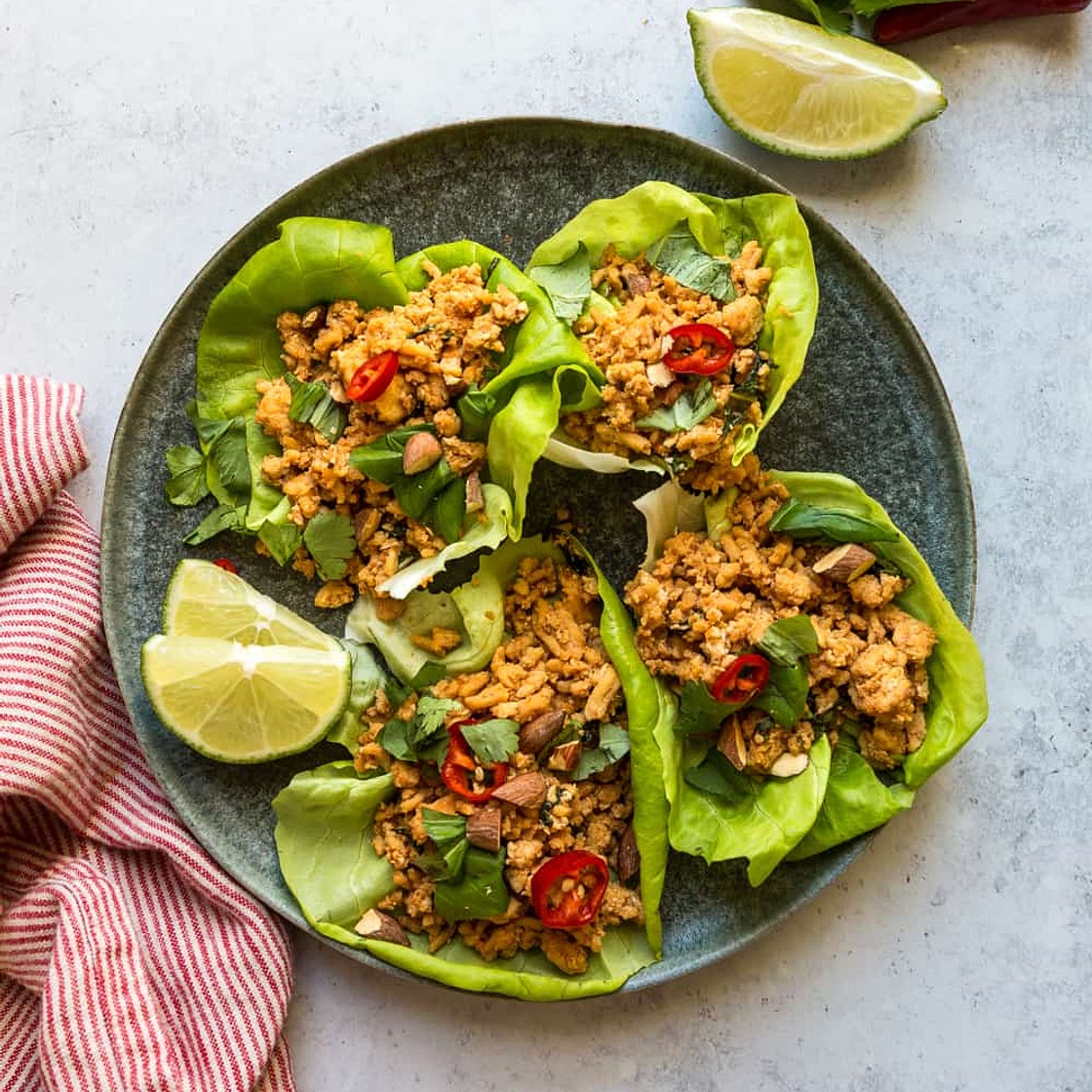 Thai Basil Chicken Lettuce Wraps