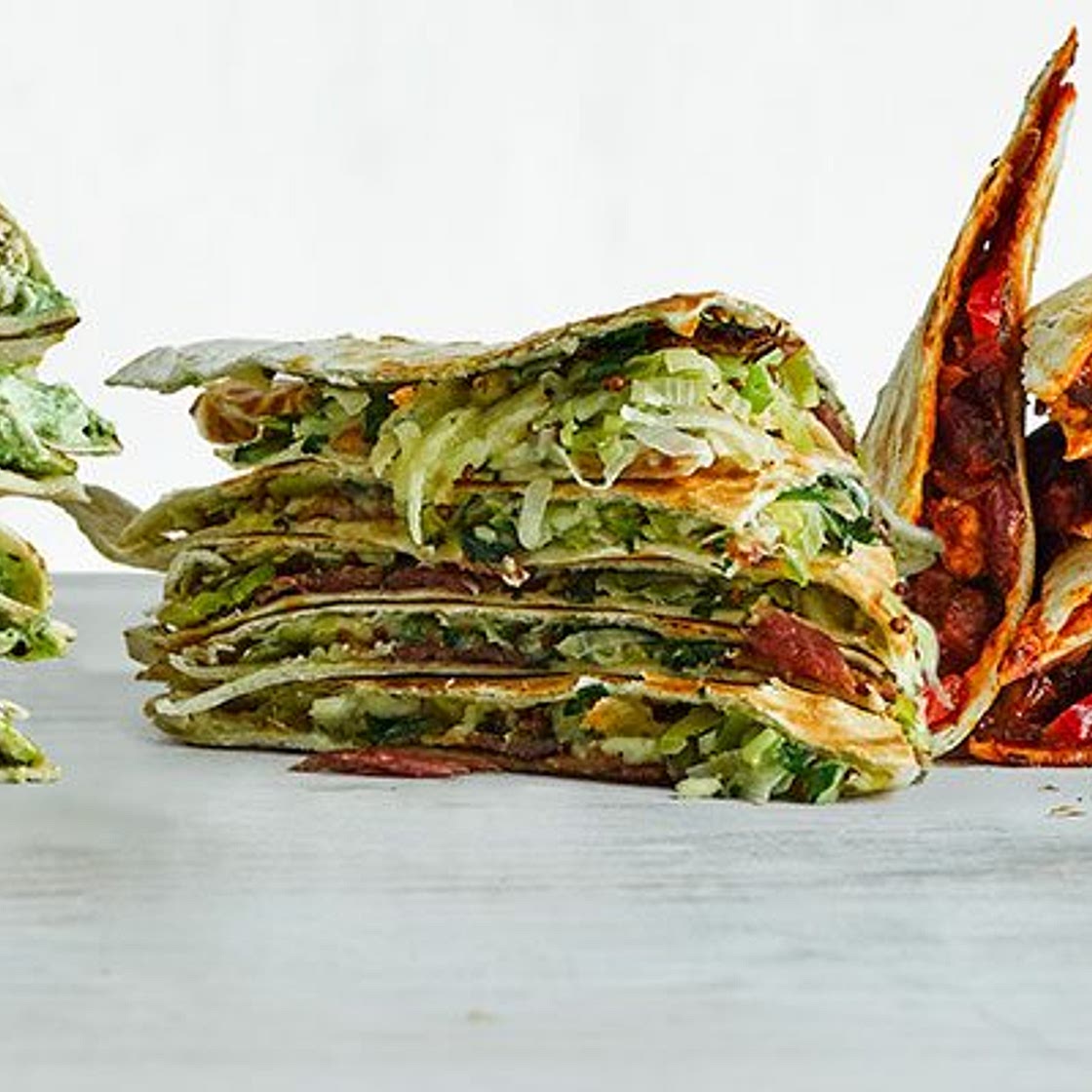 Leek, bacon & mustard quesadilla