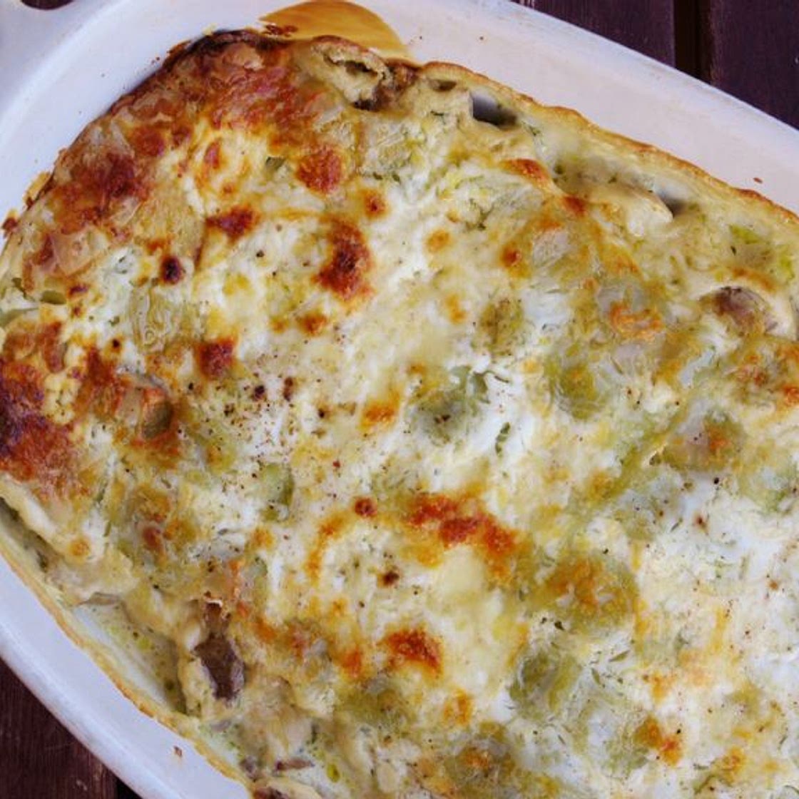 Gratin de ravioles fondant (lardon, chèvre et crème)