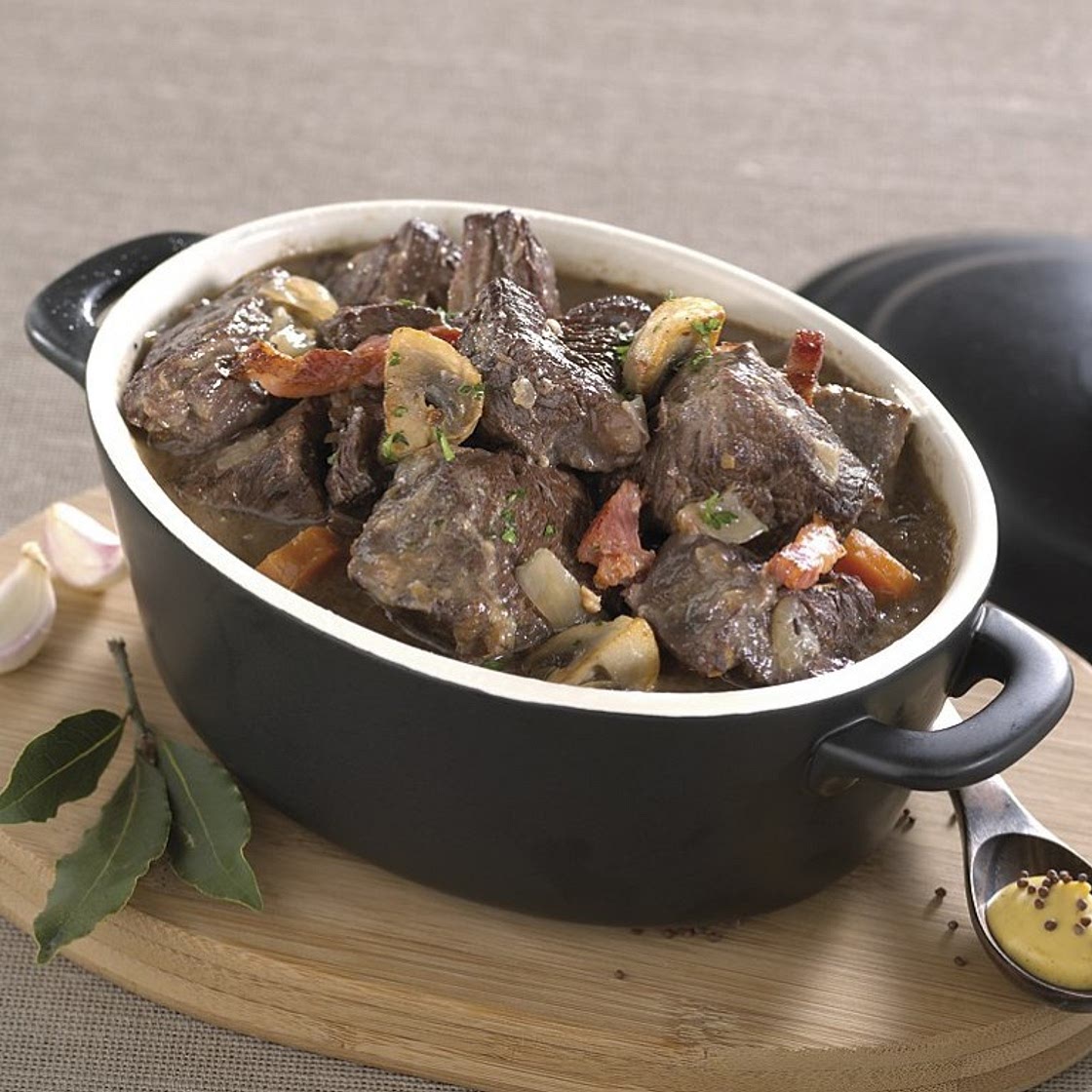 Boeuf bourguignon à la moutarde