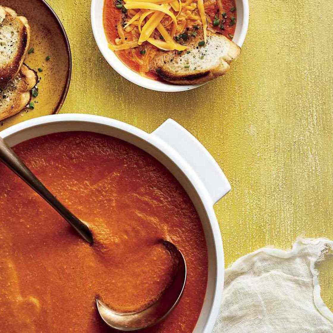 Roasted Tomato Soup with Cheddar Cheese