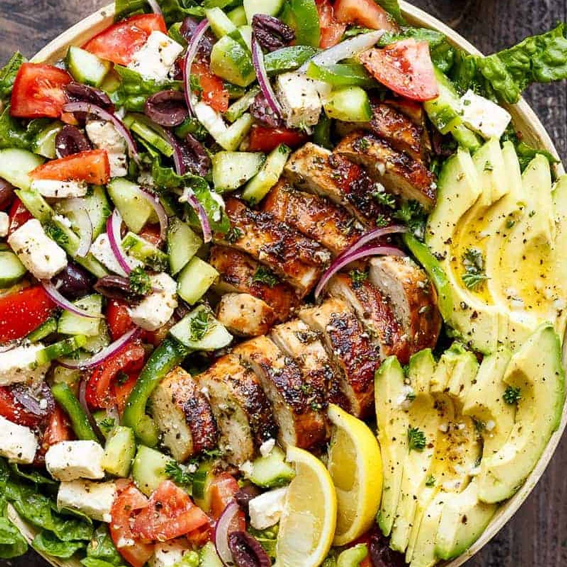 Loaded Greek Chicken Avocado Salad
