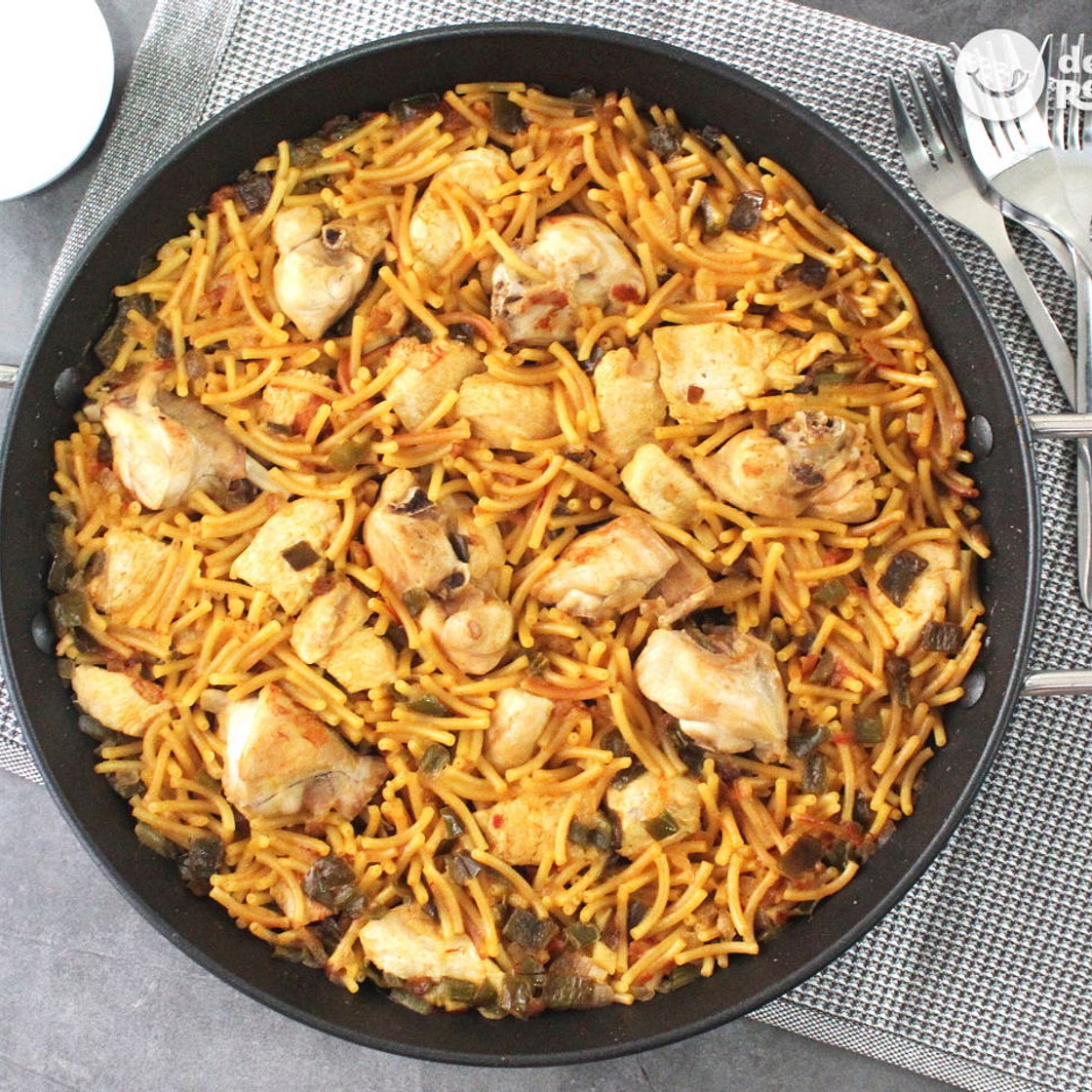 Fideuá de pollo y conejo