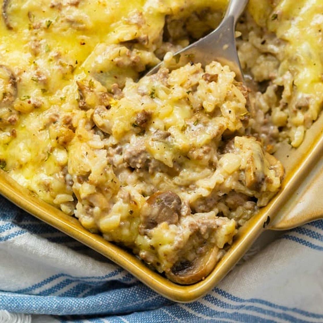 Cheesy Ground Beef and Rice Casserole