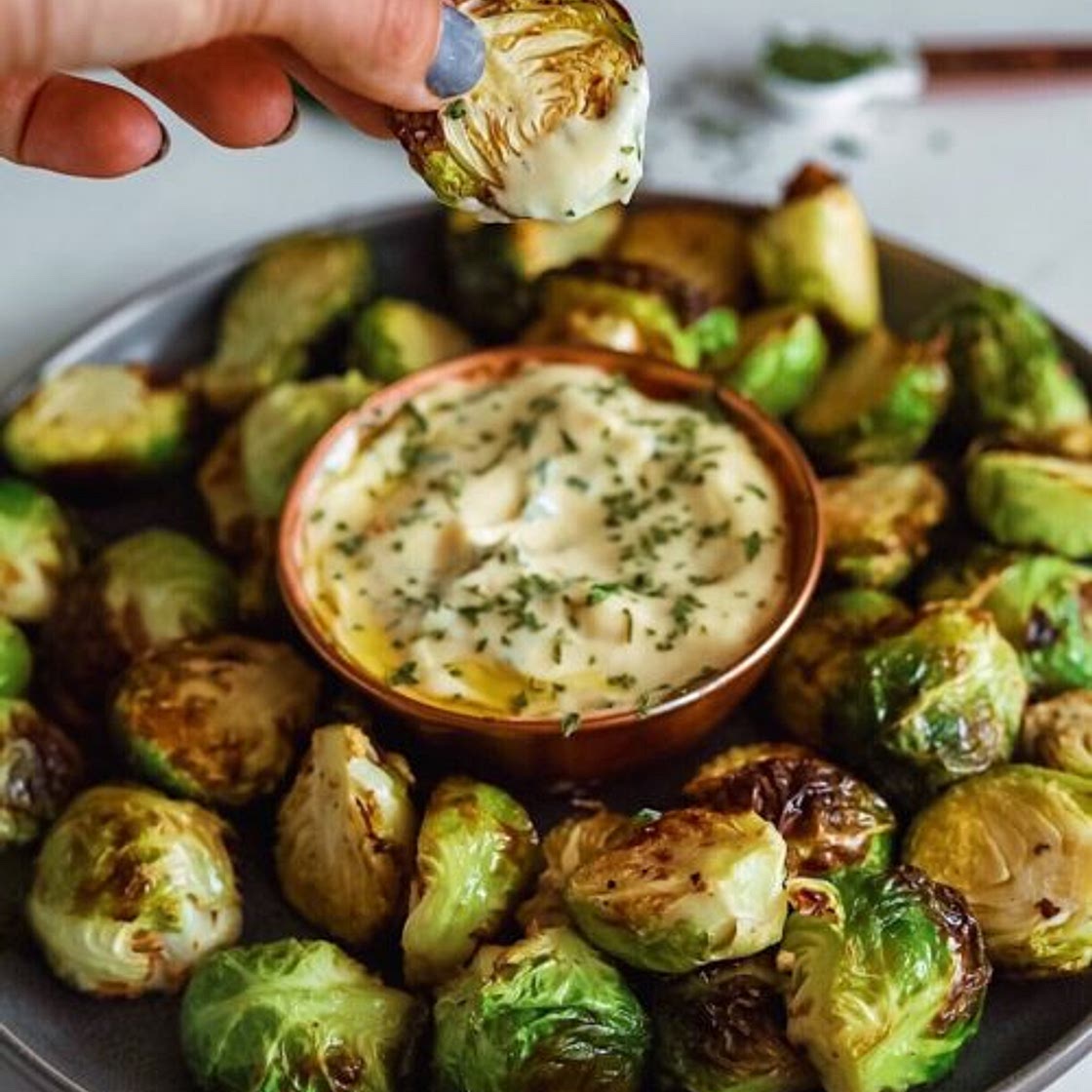 Crispy Brussel Sprouts With Dijon Aioli - Dash of Mandi