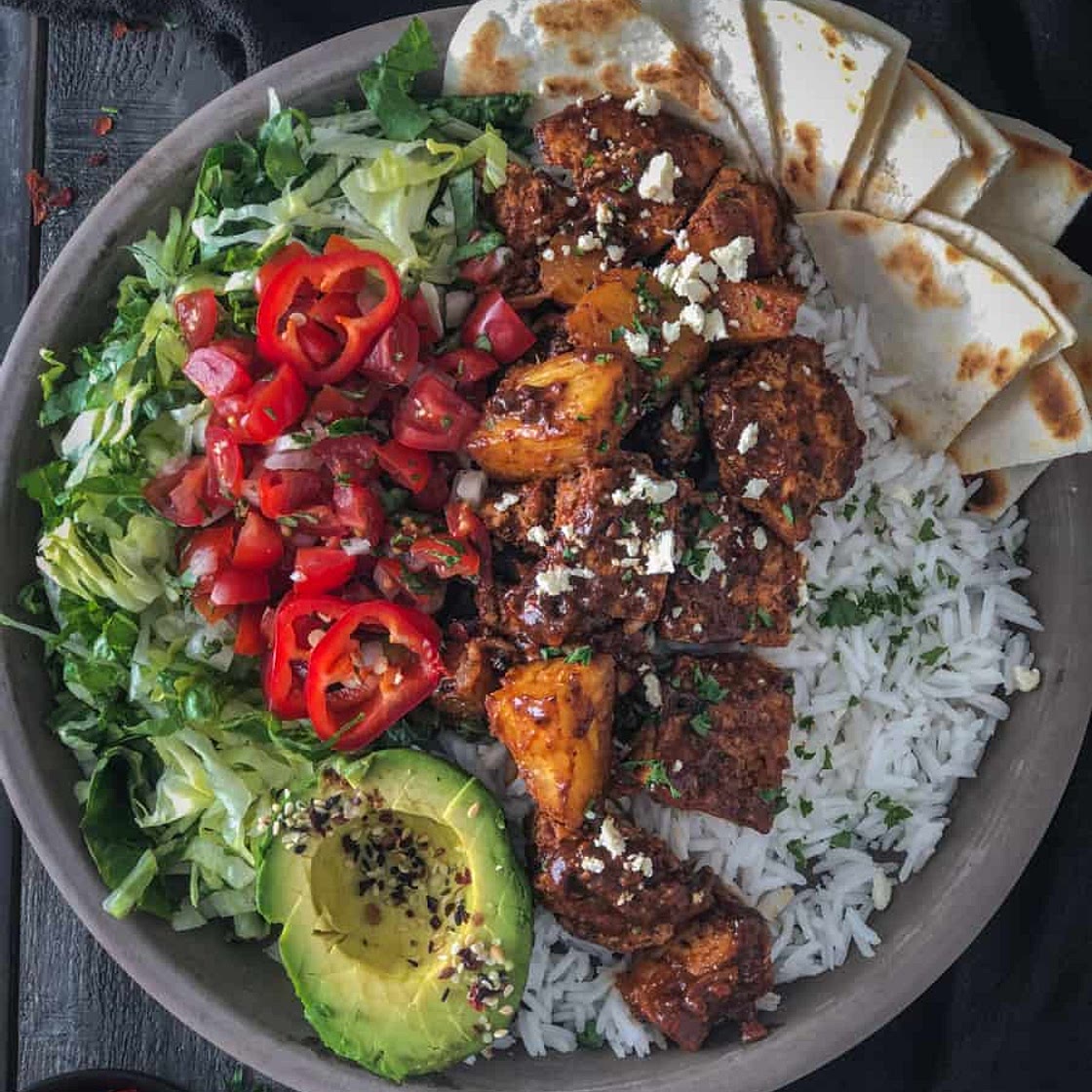 Saucy, Sweet and Spicy Tofu Buddha Bowl (vegan)