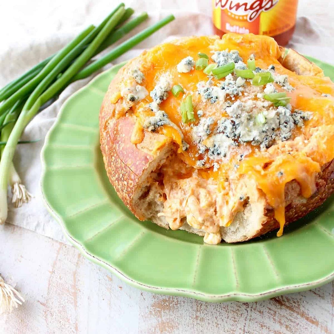 Buffalo Chicken Dip Bread Bowl