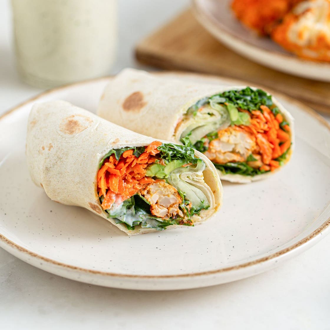 Vegan Buffalo Cauliflower Wraps