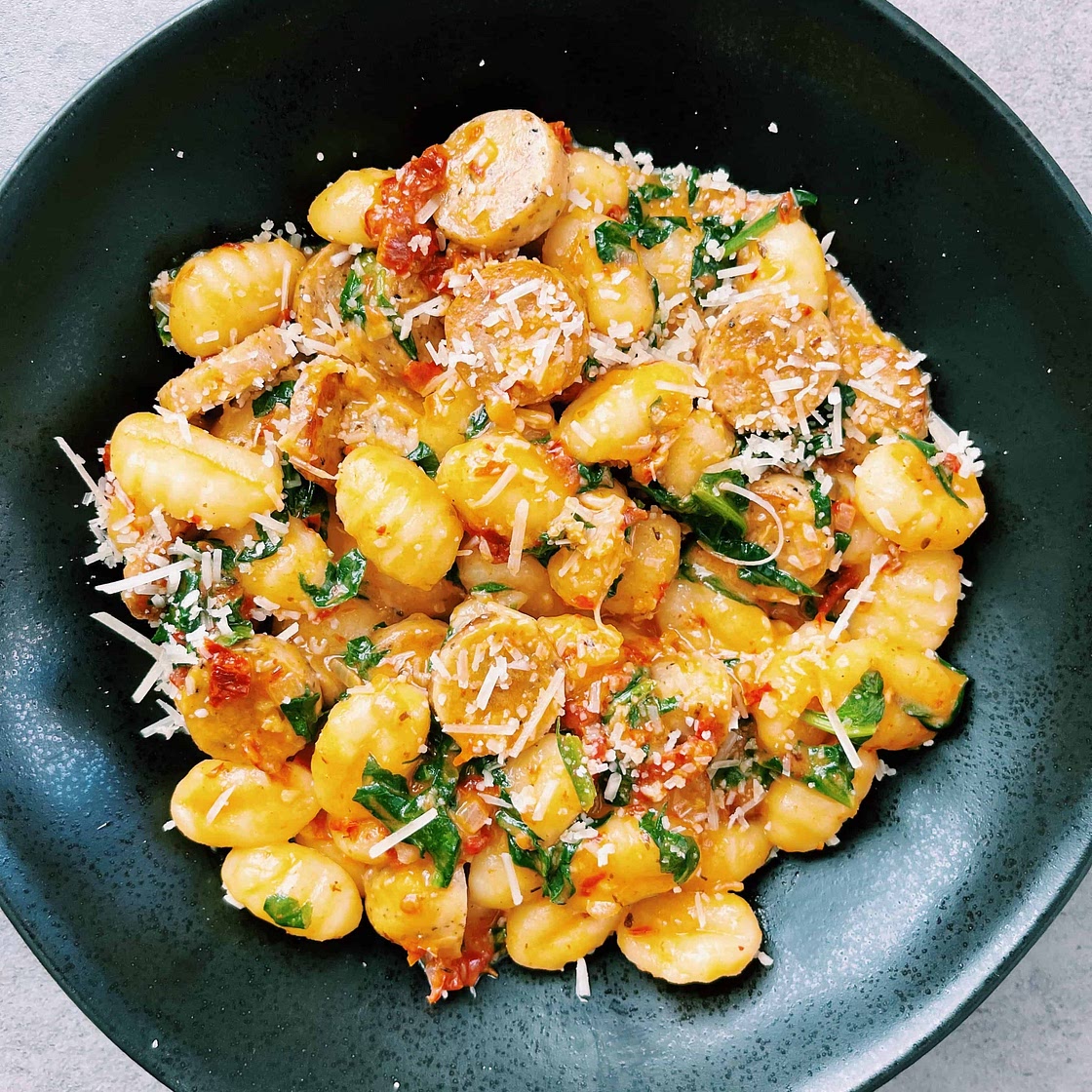 Spicy, Creamy Gnocchi with Chicken Sausage