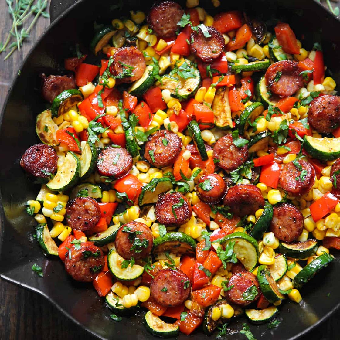 Sausage and Veggies Skillet - 30 Minute, One-Pan Meal