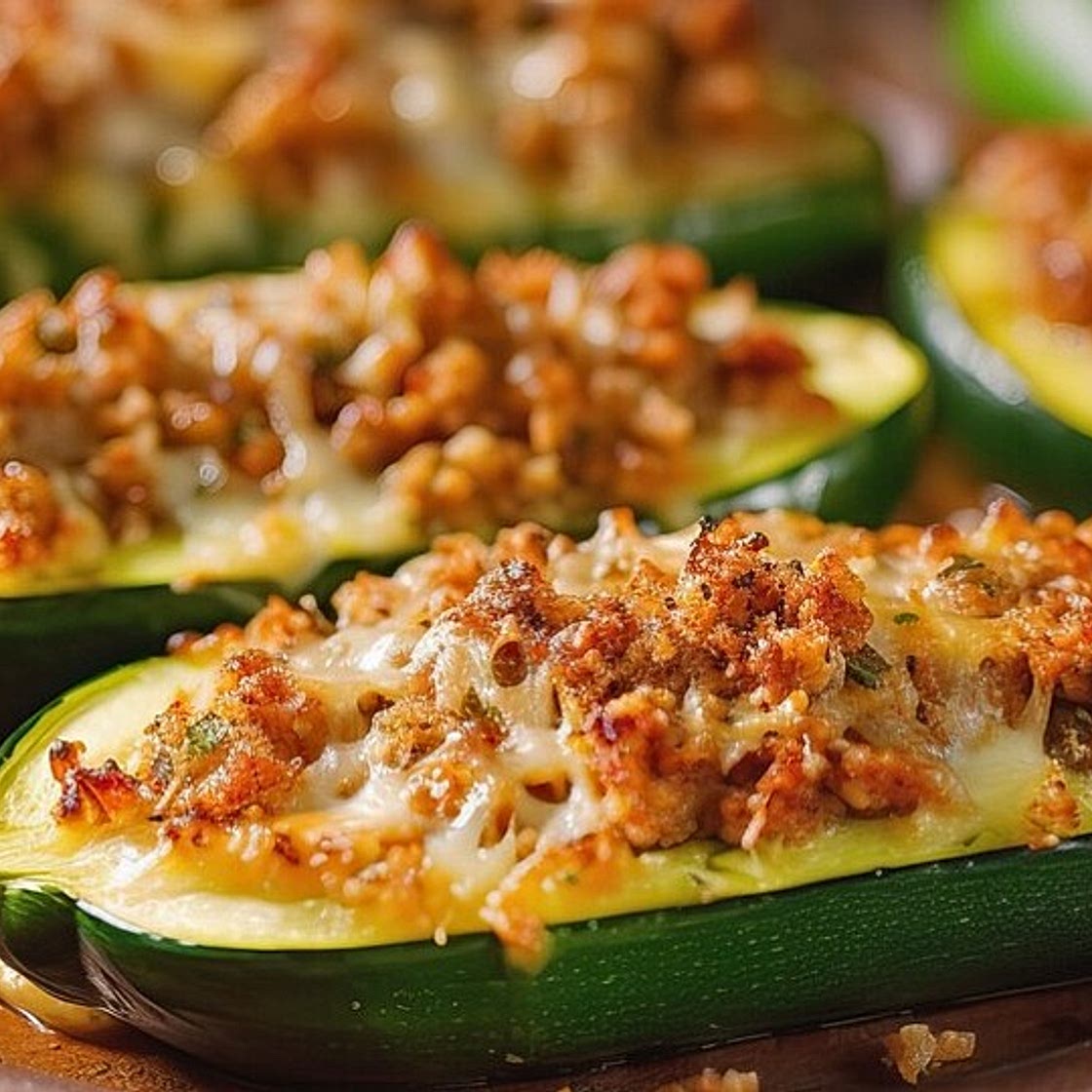 Gefüllte Zucchini mit Hackfleisch und Käse