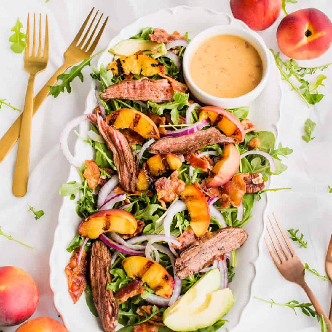 Grilled Peach Steak Salad