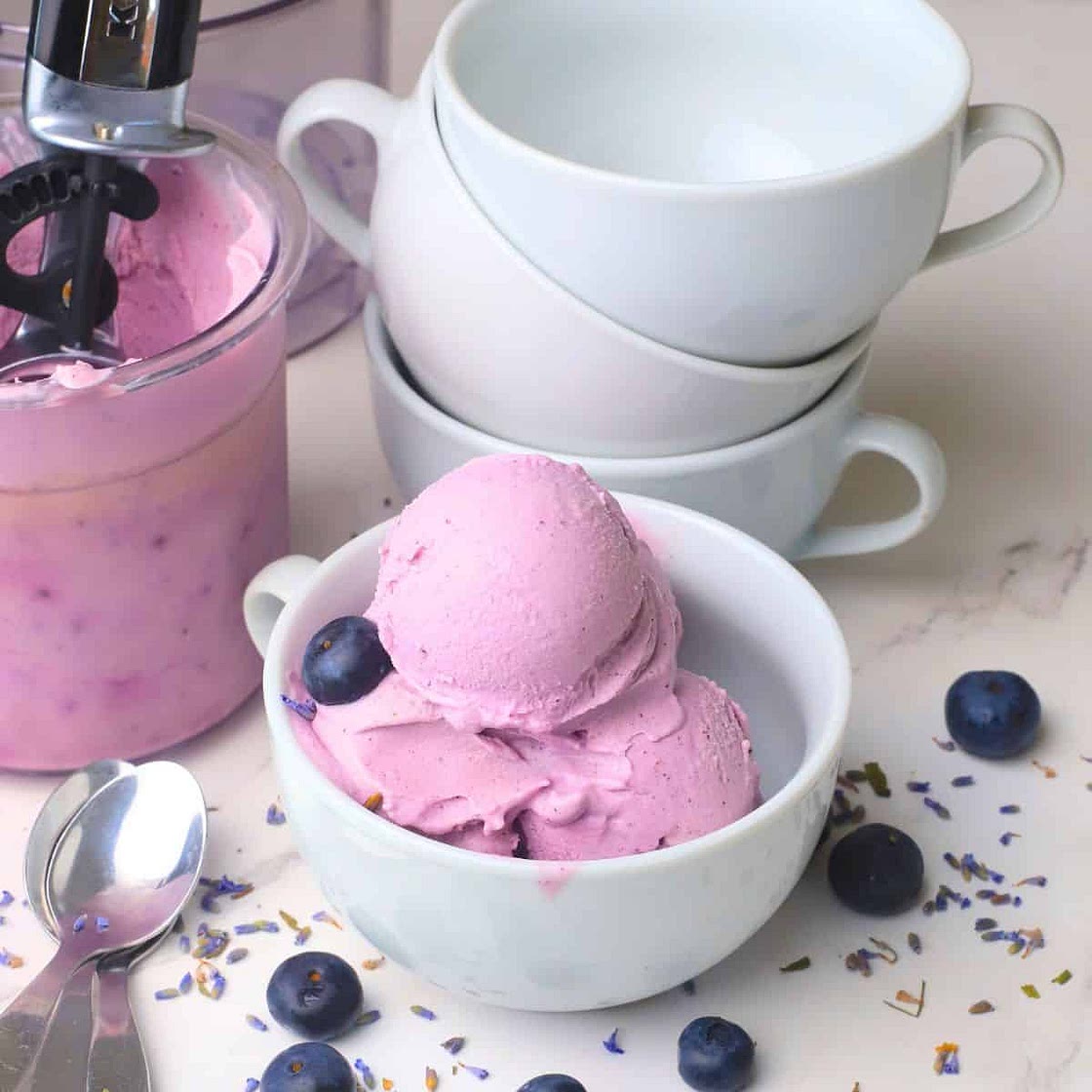 Sugar Free Blueberry Lavender Ice Cream Recipe (Vegan, Dairy-Free, Ninja Creami)