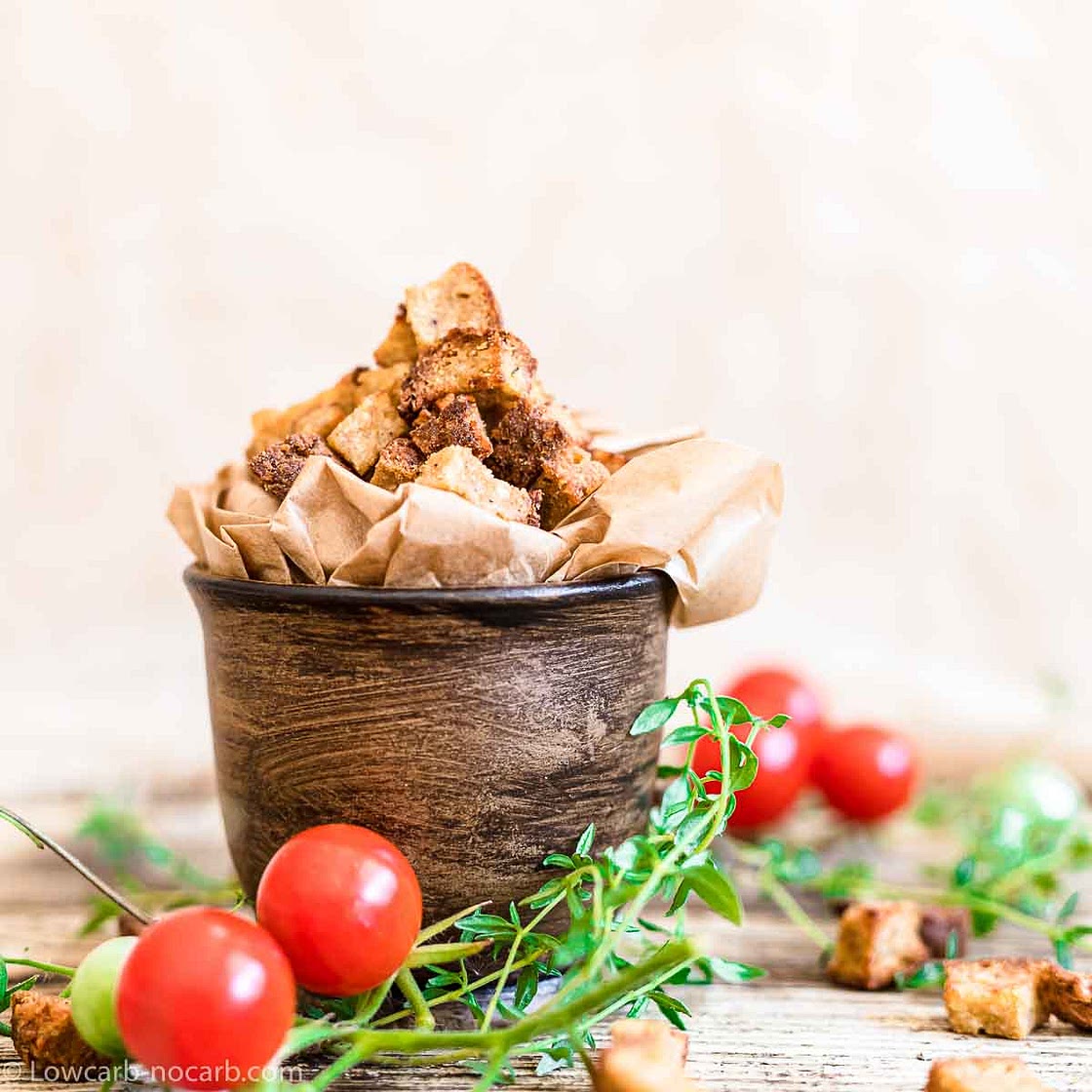 Crispy Garlic Keto Croutons Recipe Air Fryer