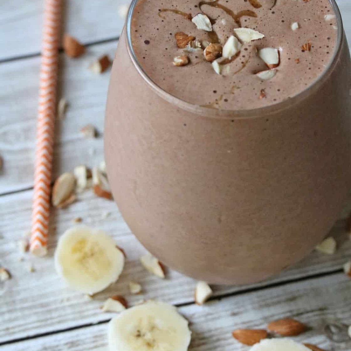 Creamy Chunky Monkey Protein Shake With Caramel