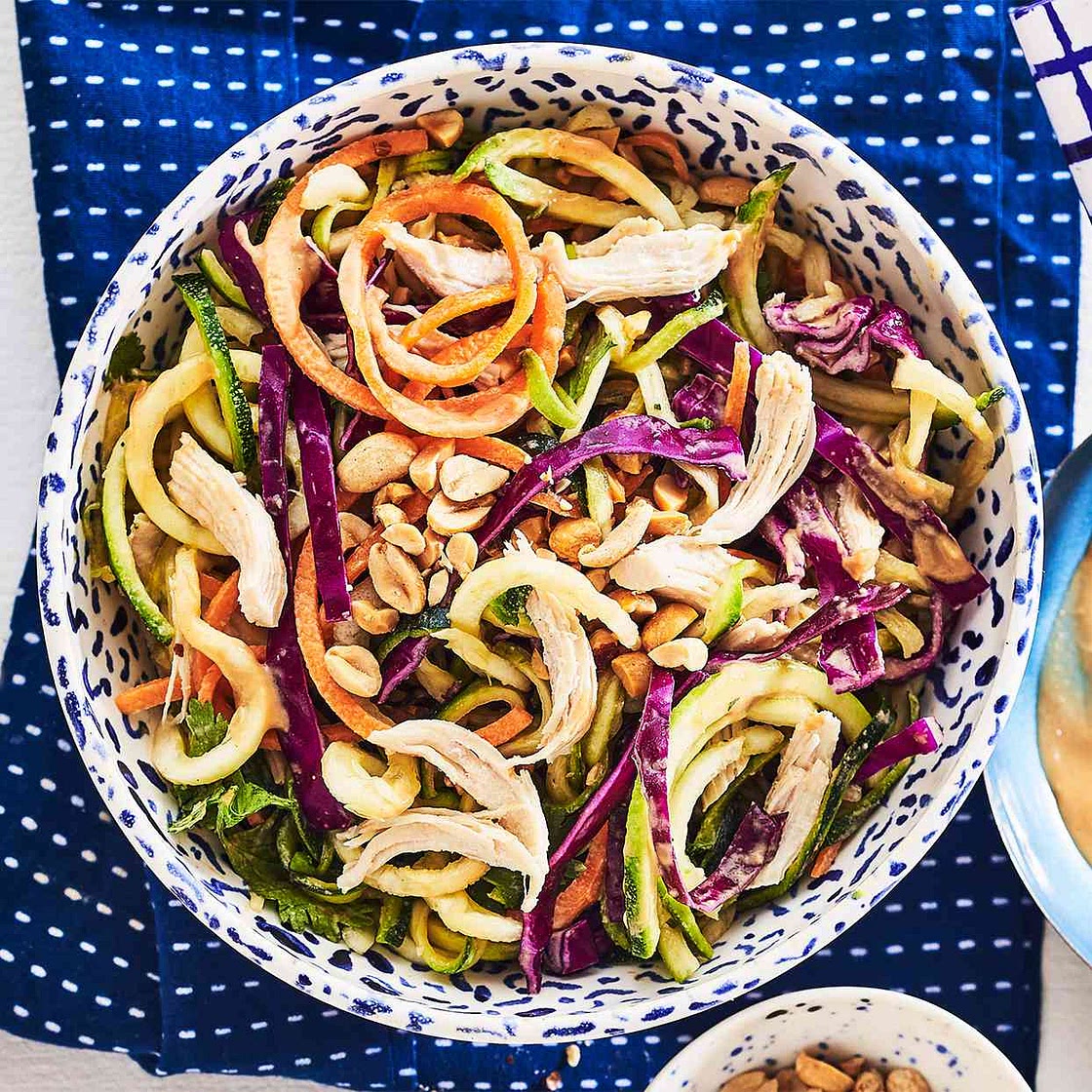 Peanut Zucchini Noodle Salad with Chicken