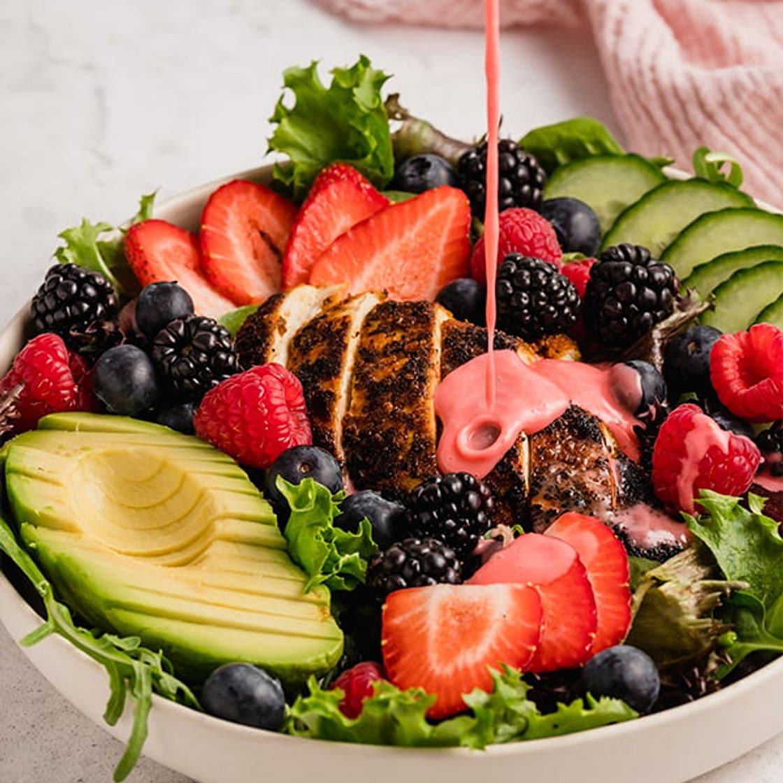Blackened Chicken Avocado Berry Salad (Paleo, Whole30, AIP)