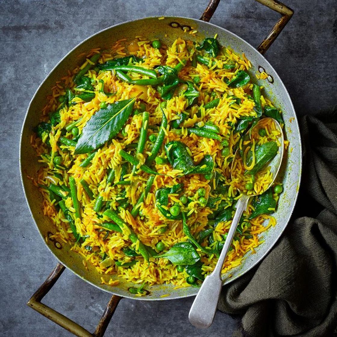 Golden onion and spring veg pilaf