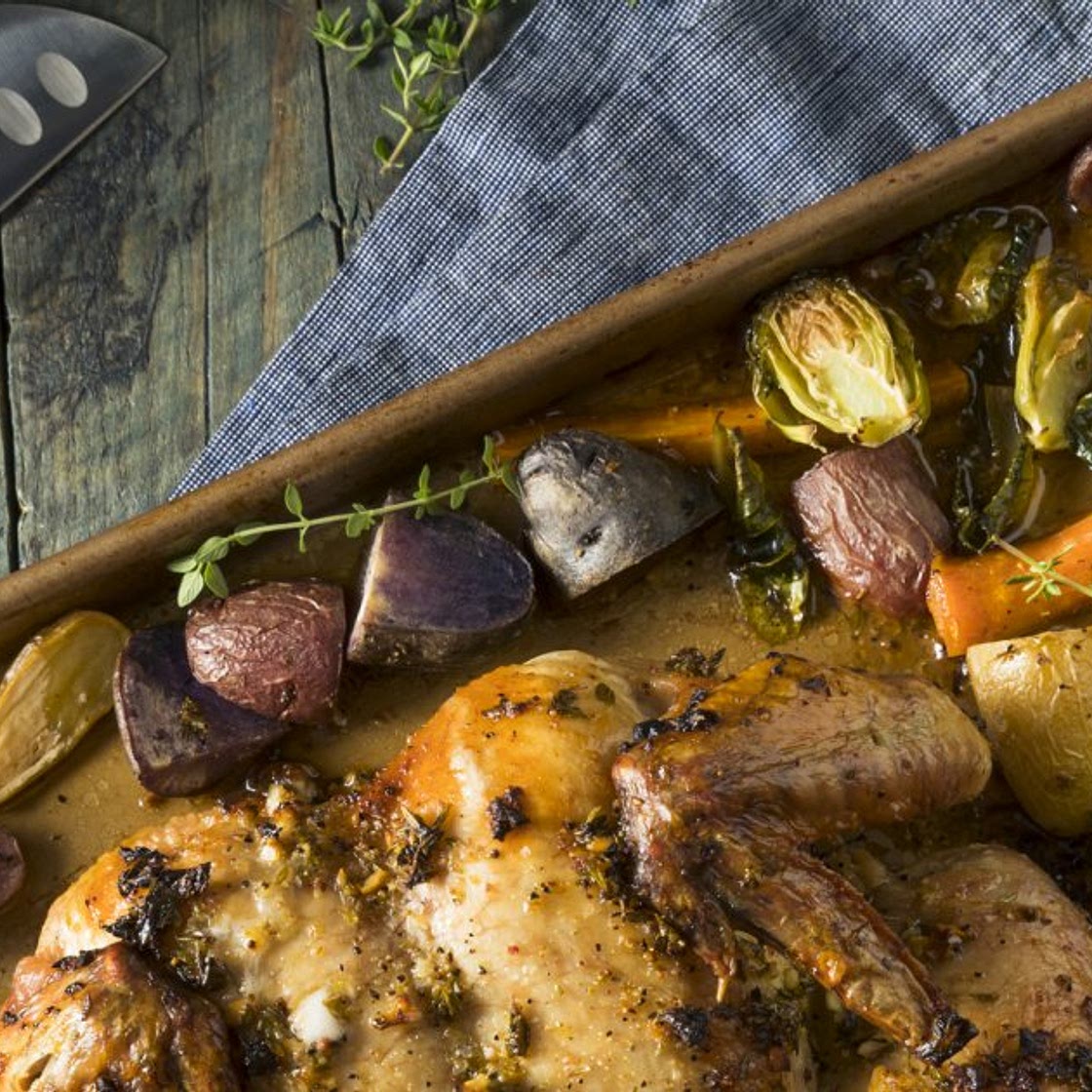 Le poulet rôti aux légumes anciens de Juan Arbelaez