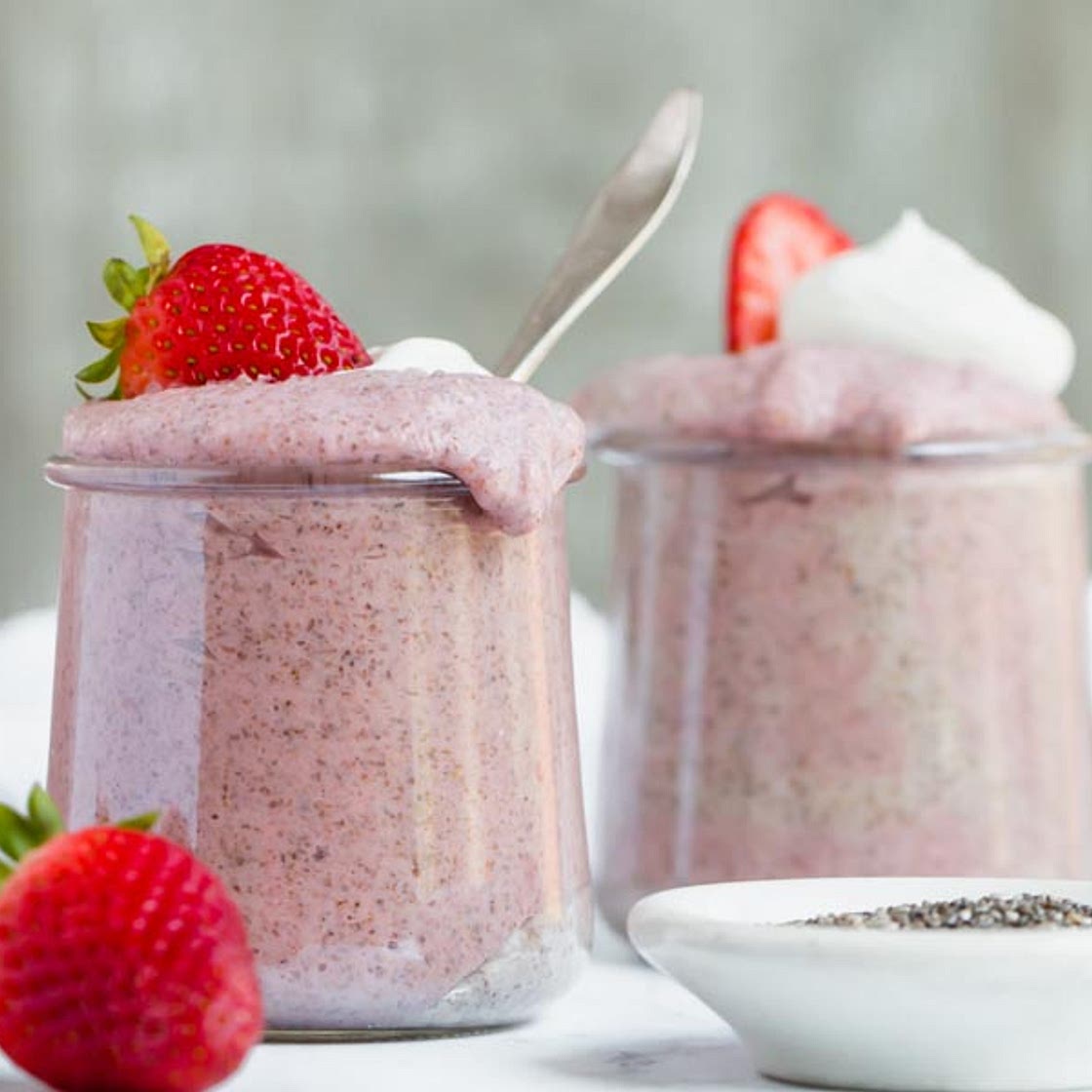 Strawberries and Cream Keto Chia Pudding